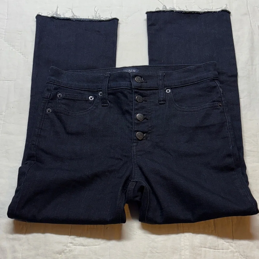 J.Crew High-Rise 90s Style Button-Fly Dark Wash Raw Hem Denim Jeans Size‎ 26